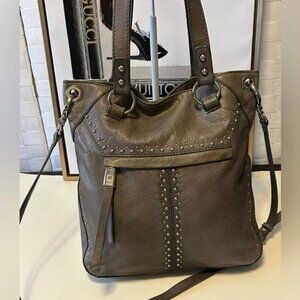 B Makowsky Pebble leather studded shoulder bag Tote Crossbody